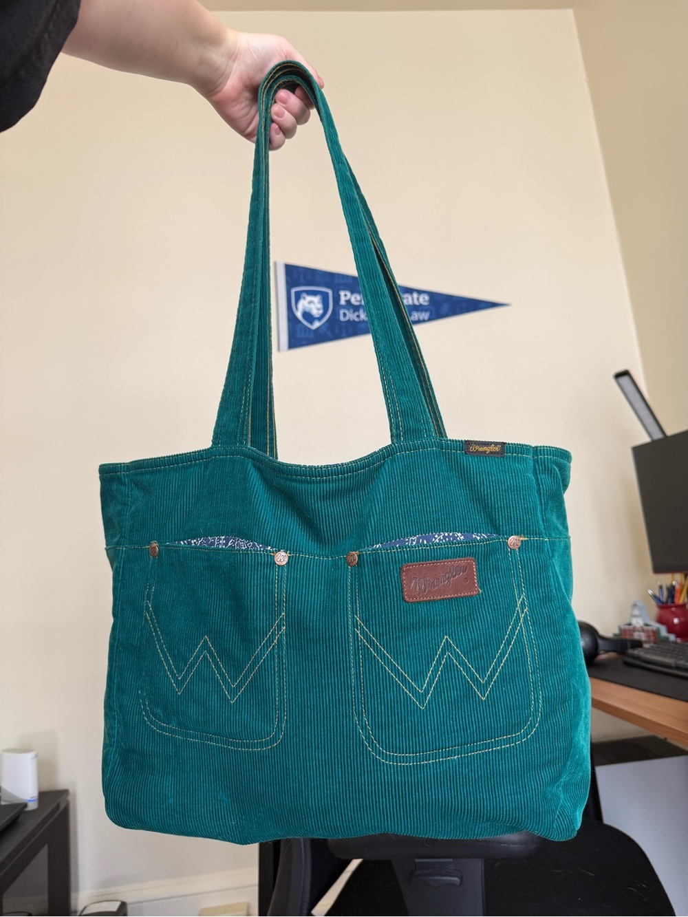 VTG wrangler corduroy tote bag paisley interior